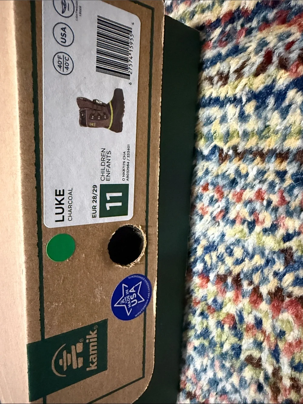 Kamik Kids Gray and Lime Winter Boots